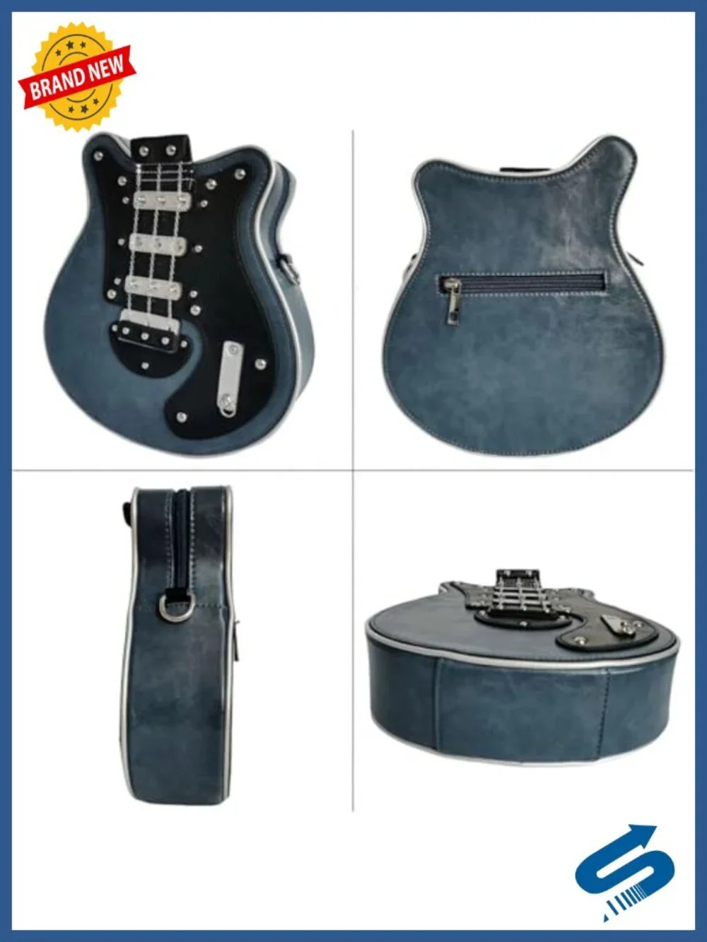 PU Leather Guitar Shaped Crossbody Shoulder Bag Novelty Music Purse